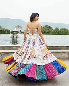 Heavy Soft Muslin Cotton Digital Print Lehenga Choli with <b>Full</b> <b>Mirror</b> Work Flair Lehenga Traditional <b>Mirror</b> Glow Lehenga Choli - Product Image 2