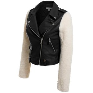 Veste de motard en simili cuir pour femme KEVEN IMPEX, imperméable, coupe-vent, doublée en sherpa, fermeture éclair, col montant, printemps-hiver - Product Image 2