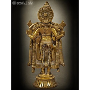 Sculpture Lord Venkateshvara faite à la main de 7 pouces en laiton fabriquée en Inde pour les cadeaux, la décoration intérieure et le temple - Product Image 3
