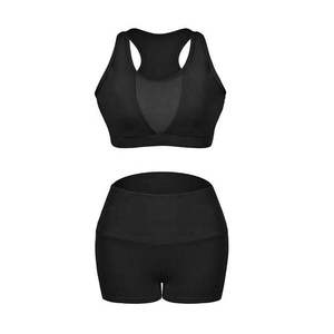Conjunto de Shorts y Sujetador Deportivo de Color Sólido para Mujer, de Alta Calidad, para Fitness, Running, Gimnasio, Yoga, 100% Algodón - Product Image 2
