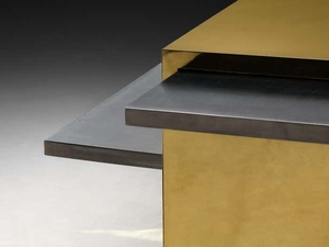 Mesa de centro de latón de lujo de última generación, mesa central geométrica moderna, mesa auxiliar de metal contemporánea, muebles de diseño para sala de estar - Product Image 5
