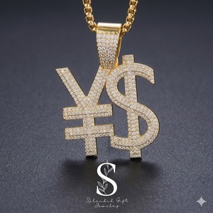 Collar de Hip Hop con Letras Brillantes de Diamantes, Diseño de Dólar y Signo de RMB, Estilo Rapero Estadounidense, Ideal para Bailar - Product Image 1