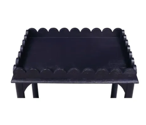 Mesa Consola Moderna Negra de 2 Niveles con Borde Festoneado, Mesa Auxiliar de Madera para Sala de Estar - Product Image 5