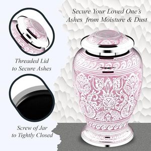 Elegant Heritage Adult Aluminum Funeral Cremation <b>Ash</b> Container Memorial Tribute <b>Keepsake</b> With Secure Closure Design - Product Image 6