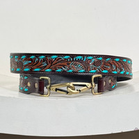 Nouvelle sangle de guitare en cuir usinée à la main personnalisée avec accents floraux turquoises sangle réglable de style occidental pour guitare acoustique