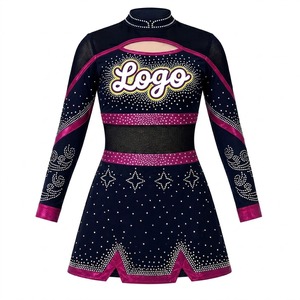 Uniformes de animadora Rhine Star personalizados, sexys, de alta calidad, para competición juvenil, color rosa, muy vendidos. - Product Image 1