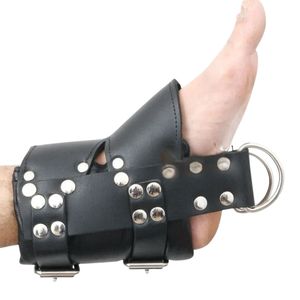 Juego de esposas de cuero genuino con clips giratorios y anillas en D - Product Image 3