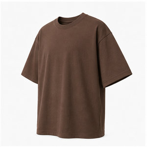 T-shirt à manches courtes surdimensionné pour homme en coton biologique marron chocolat personnalisé MTS-OVR-0027 - Product Image 3