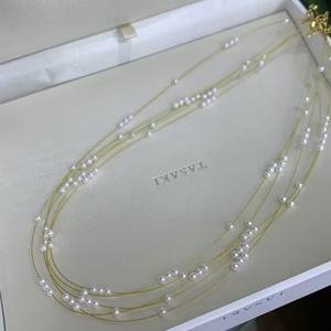 Collar de Perlas de Agua Dulce Akoya para Mujer, Diseño de Cielo Estrellado de Varias Capas, Moda Primavera/Verano, Estilo Coreano, Joyería, Cadena para Clavícula - Product Image 1