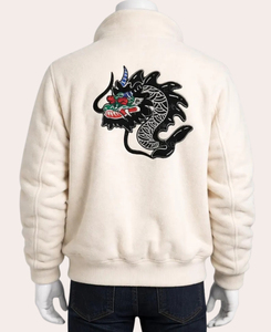 Veste Premium Michael Peters Beat It |   Veste en laine Dragon personnalisée, édition pop culture iconique, style rétro streetwear des années 80, vente en gros - Product Image 2