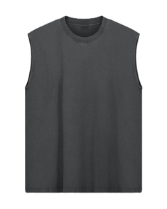 Débardeur sans manches à col rond surdimensionné, en coton 100% respirant, de haute qualité, pour homme, décontracté, tricoté, couleur unie, séchage rapide - Product Image 4