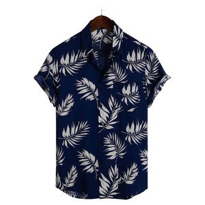 New Arrival Men's Casual Short Sleeve Solid Beach <b>Tops</b> Custom 100% Cotton Breathable Quick Dry <b>Hawaiian</b> Shirts Holidays Terry - Product Image 2