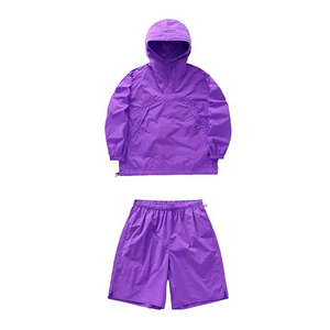 Custom Embroidery Logo Men's Windbreaker <b>Short</b> Set Breathable Nylon Hooded Collar <b>Jacket</b> and <b>Shorts</b> Two Piece Outfit Lightweight - Product Image 6
