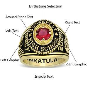 Anillo de Graduación Universitario Personalizado BOJ School Ring 049, Anillo de Colegio Secundario para Ella, con Piedra de Nacimiento, Plata 925, ¡Oferta! - Product Image 4