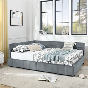 <b>Queen</b> <b>Size</b> Storage Tufted <b>Bed</b> <b>Frame</b> with Comfortable Backrest Armrests Upholstered <b>Queen</b> <b>Size</b> <b>Bed</b> Bedro - Product Image 4