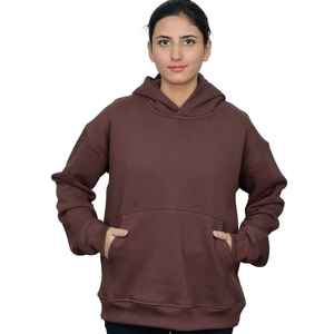 Sweat-shirts et sweats à capuche en molleton de coton teint uni de qualité supérieure, épais, couleur marron, style streetwear - Product Image 4