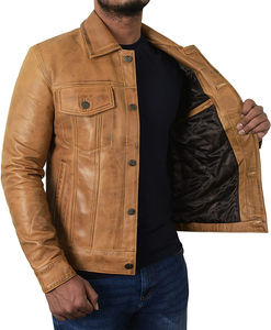 Hot Sales High Quality Men Winter Leather <b>Jacket</b> Plus Size Casual Style Waterproof Windproof Breathable Eco-Friendly OEM Custom - Product Image 3