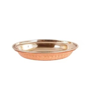 Copper Round Serving Tray with Hammered Texture Durable Antique Finish for Kitchen Use - Product Image 5