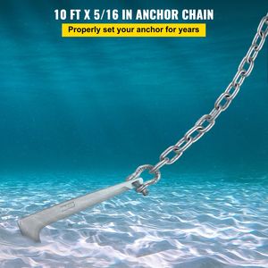 Catena di Ancoraggio in Acciaio Zincato 10FT X 5/16\" con Grillo da 3/8\", Carico di Rottura 11650 libbre, Capacità di Carico 9460 libbre per Ancore di Barche - Product Image 2