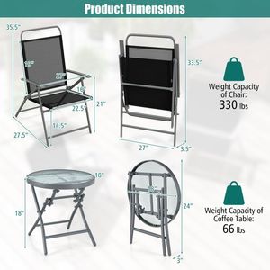 Ensemble de 3 chaises pliantes en métal pour l'extérieur, meubles de patio, durables et portables - Product Image 6