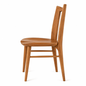 Chaise de salle à manger moderne et contemporaine en teck massif avec dossier sculpté à double lame, imperméable et stable pour la maison et l'extérieur - Product Image 2