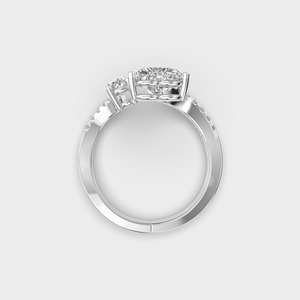 Anillo de Compromiso con Diamante Corte Corazón en Oro Blanco con Engaste Pavé, Estilo Romántico para Mujer - Product Image 2