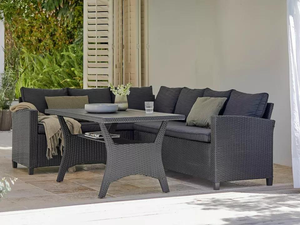 Juego de Comedor de Mimbre y Ratán Moderno JULEMIND de 5 Plazas, Directo de Fábrica, con Cubierta PLW, Muebles de Exterior para Restaurante, Uso Comercial, Mesa para Villa - Product Image 2