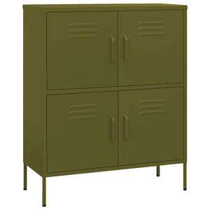 Armoire de rangement en acier vert olive élégante de taille moyenne pour salon - Product Image 2