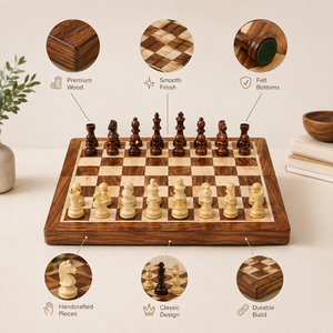 Jeu d'échecs en bois de 10 pouces |   Échiquier pliable avec rangement, jeu de stratégie fait main pour adultes, enfants, famille, cadeau de voyage, jeux d'échecs - Product Image 2