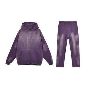 Ensemble de survêtement délavé à l'acide, fabrication OEM, sweat à capuche et pantalon effet vintage, personnalisation de la marque disponible pour les acheteurs au détail - Product Image 1
