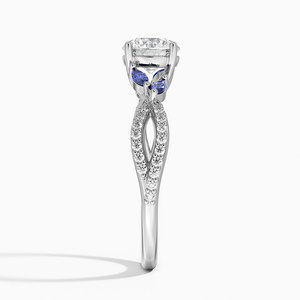 Bague BOJ 052 Coupe Ronde en Argent 925 Luxe avec Saphir et Diamant Plaqué Rhodium 2ct Couleur D VVS1 Moissanite Certifiée GRA - Product Image 3