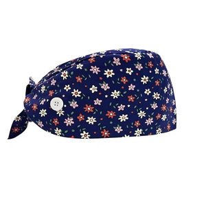 Adjustable Medical <b>Scrub</b> Hats Unisex Nurse Cap Custom Logo <b>Working</b> Cap Sweet Cotton Button Hospital Surgical Hat - Product Image 5