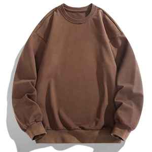 Sweat-shirt unisexe à col rond en coton, couleur unie, coupe ample, tricoté, décontracté, pour l'automne - Product Image 2