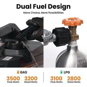 Générateur de gaz GPL double carburant 3500W pour le camping, les voyages en camping-car, les fêtes en plein air, générateur portable de 3500 watts - Product Image 4