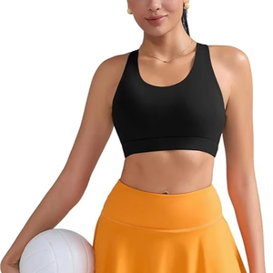 Adjustable Straps Sports Bra with Padded Push Shockproof Pilates Running Quick Dry Yoga Top Front Logo Backless Removable Cup - Product Image 5