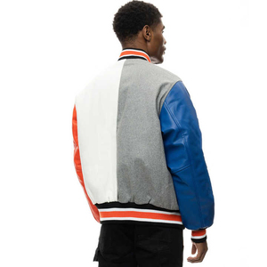 Veste de baseball universitaire personnalisée pour homme, style color block, corps en laine, manches en cuir, vintage, streetwear, bomber - Product Image 2