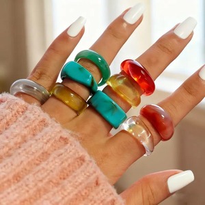 Resin Crafts Colorful Geometric <b>Chunky</b> Unisex Resin Finger <b>Rings</b> Classic Fashion Jewelry Accessories By Perfect Enterprises - Product Image 5