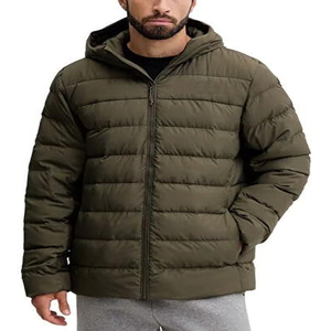 Lightweight Men’s Winter Puffer <b>Coat</b> Warm Insulated Design with Raised Collar, Elastic Cuffs and Convenient Side Pockets - Product Image 2