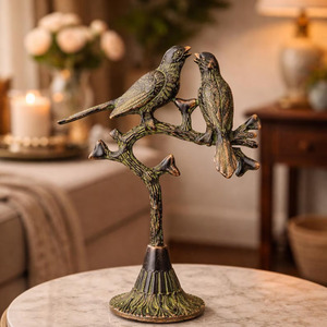 Figurine d'oiseau en laiton peinte à la main SHUBHAM, gravure polie, ornement religieux, plaqué or, décoration d'intérieur, cadeau - Product Image 1