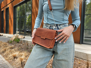 Personalized Small Leather Purse Handmade Crossbody <b>Bag</b> with Chain <b>Strap</b> Cute <b>Shoulder</b> Handbag for Women Gift for Her - Product Image 2