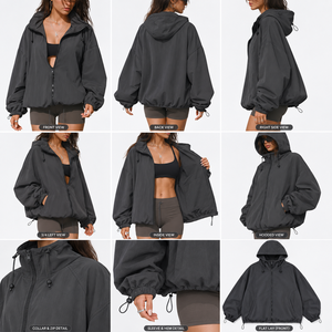 Custom Women's Oversized Hooded Safari <b>Jacket</b> Breathable Eco-Friendly <b>Zip</b> <b>up</b> Casual Outdoor Bomber Coat OEM ODM Manufacturer - Product Image 6