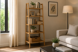 4-Tier American <b>Pine</b> Plywood Casual Bookcase with Durable Design Smooth Edge for Living Room Bedroom & Children's Rooms Storage - Product Image 3