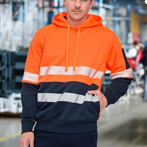 High Visibility Safety <b>Hoodie</b> With Reflective Strips Mens <b>Hi</b> <b>Vis</b> <b>Hoodie</b> With Front Pocket And Hood - Product Image 2