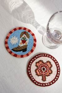 Handmade Spiral Beaded <b>Coaster</b> Abstract Boho Seed Bead <b>Drink</b> <b>Coaster</b> Colorful Table Decor - Product Image 1