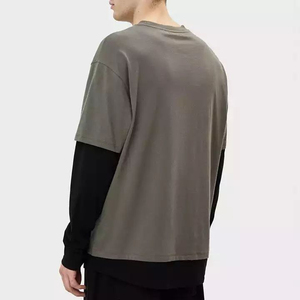 ผู้ผลิตเสื้อผ้า เสื้อยืดคอตตอนถักสองชั้น 100% สำหรับผู้ชาย สไตล์วินเทจ สีสันตามสั่ง เสื้อผ้าสตรีทแวร์ คอกลม ลำลอง - Product Image 4