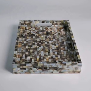 Plateau de service pliable artisanal en nacre plaquée, incrustation de coquillages, mosaïque moderne de luxe, ustensile de cuisine, vaisselle - Product Image 6