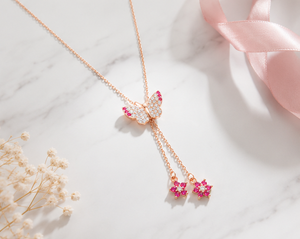 Collar con Colgante de Mariposa en Plata de Ley 925, Chapado en Oro de 18K, con Borla de Circones y Flor, Moderno y Elegante para Mujer - Product Image 1