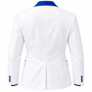 Blazer Phi Beta Sigma para Hombre, Chaqueta de Traje Formal Blanca con Solapa Azul en Contraste, Bordado del Escudo, Dos Botones, Abrigo de Negocios - Product Image 4