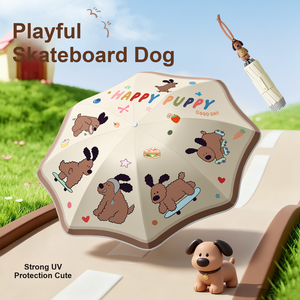 <span class=keywords><strong>Parapluie</strong></span> pliant personnalisé avec logo, poignée 3D en forme de chien, pointes arrondies réfléchissantes, idéal pour les enfants, l'école, les voyages, les boutiques et la vente <span class=keywords><strong>au</strong></span> détail. - Product Image 3