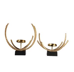 Candelabro de Latón Dorado Curvo con Base Negra, Adorno Decorativo para el Hogar, para Sala de Estar Moderna - Product Image 3